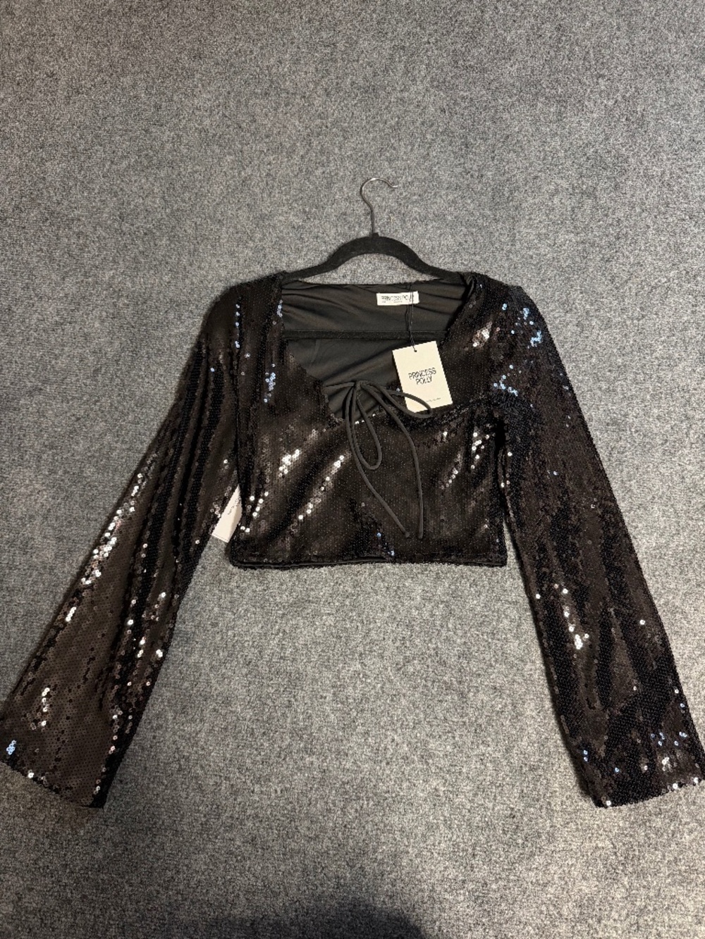 Princess Polly new black sequin top